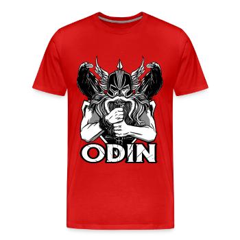 Wikinger Axt Helm Walhalla Warriors Mythologie Odi - Männer Premium Bio T-Shirt - Rot - Vorne - Damien (186cm)