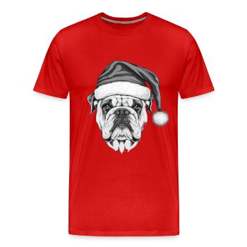 Chien de Noël Joyeux Noël Bulldog Cadeau - T-shirt bio Premium Homme - rouge - Devant - Damien (186cm)