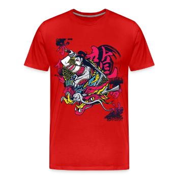 Samurai Dragon Warrior Ninja Girl Japanese Ku - Men's Premium Organic T-Shirt - red - Front - Damien (186cm)