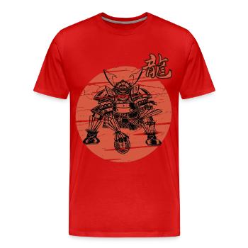 Samurai Football Funny Warrior Armor Japanese - Men's Premium Organic T-Shirt - red - Front - Damien (186cm)