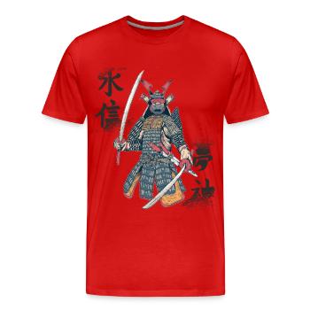 Samurai Retro Japanese Art Ninja Japanese K - Men's Premium Organic T-Shirt - red - Front - Damien (186cm)