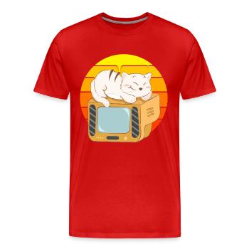 Cat Tv Coucher de soleil - T-shirt bio Premium Homme - rouge - Devant - Damien (186cm)