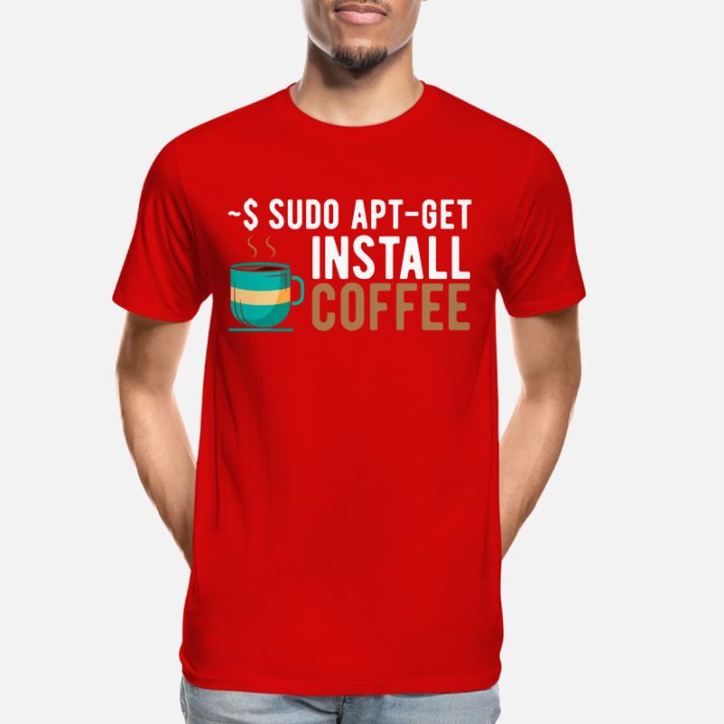~$ sudo apt-get install coffee Linux Programmer Men's Premium Organic T-Shirt