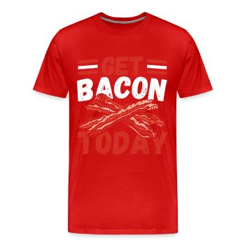 Bacon Petit déjeuner Jambon Porc - T-shirt bio Premium Homme - rouge - Devant - Damien (186cm)