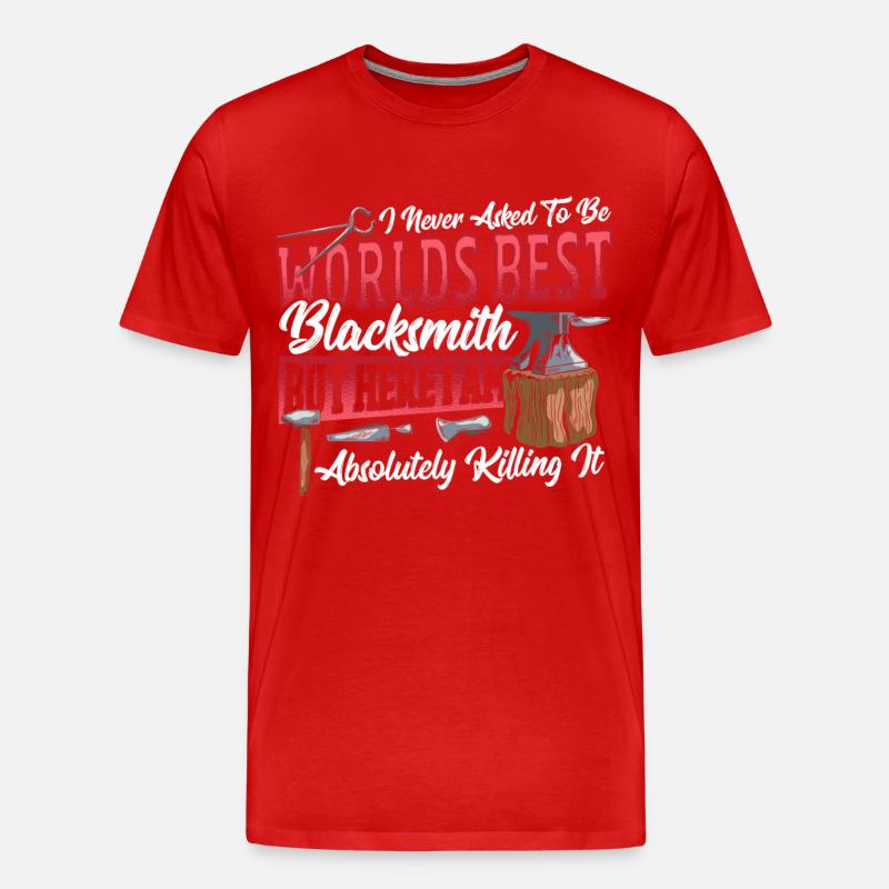 Worlds Best Blacksmith Blacksmithing - Männer Premium Bio T-Shirt - Rot