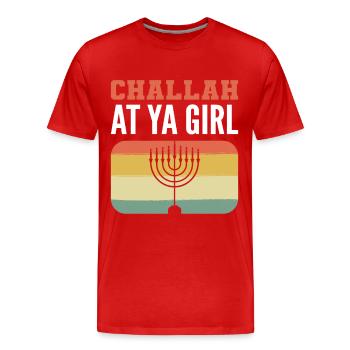 Challah At Ya Girl Hanukkah Dreidel - Men's Premium Organic T-Shirt - red - Front - Damien (186cm)