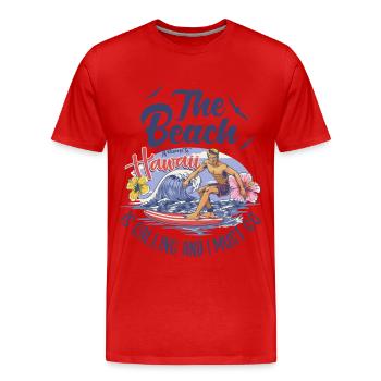 La plage appelle et je dois aller Citation de vacances - T-shirt bio Premium Homme - rouge - Devant - Damien (186cm)