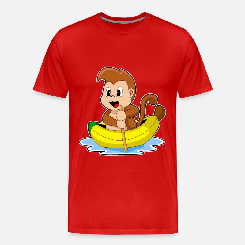 Affe Banane Boot - Männer Premium Bio T-Shirt - Rot