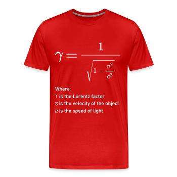 Lorentz Factor of Special Relativity Mathematical - Men's Premium Organic T-Shirt - red - Front - Damien (186cm)