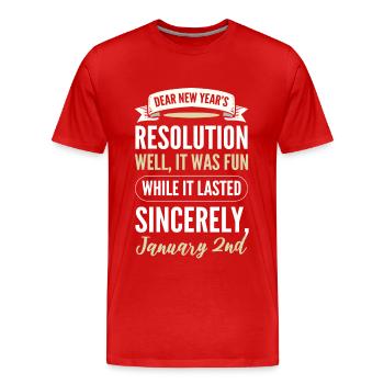 Dear New Resolution, Happy New Year's Day Eve - Men's Premium Organic T-Shirt - red - Front - Damien (186cm)