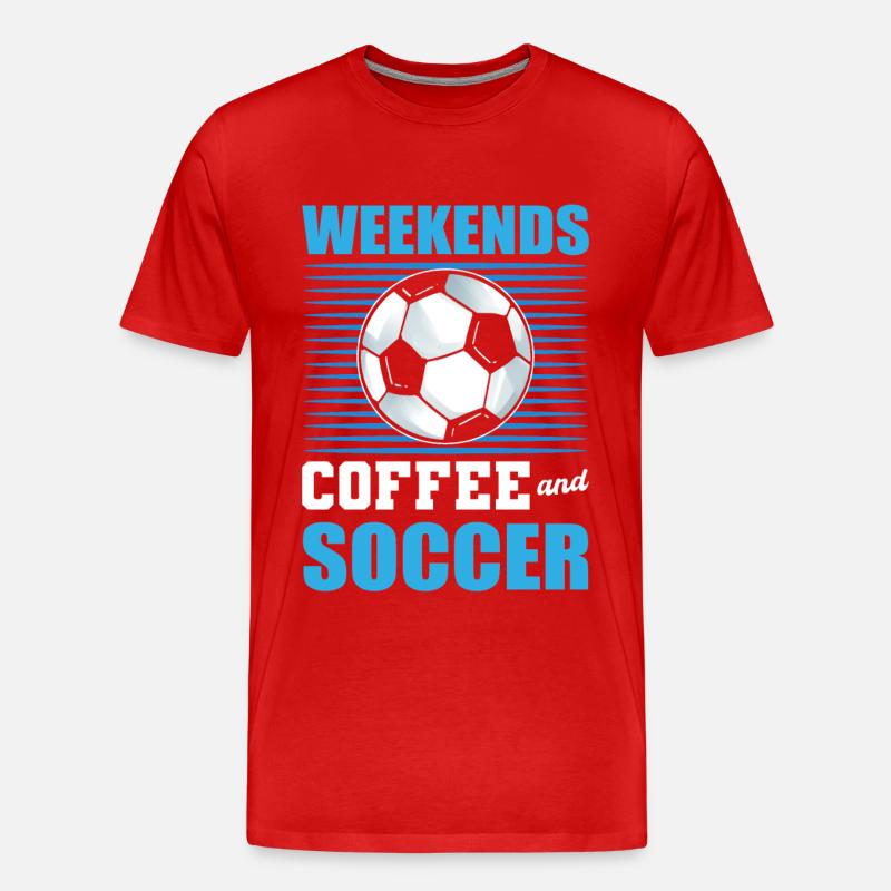 Weekends Coffe and Soccer - Männer Premium Bio T-Shirt - Rot