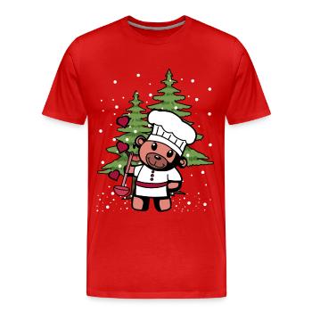 Hobby Chef Christmas Christmas Cook Teddy - Men's Premium Organic T-Shirt - red - Front - Damien (186cm)