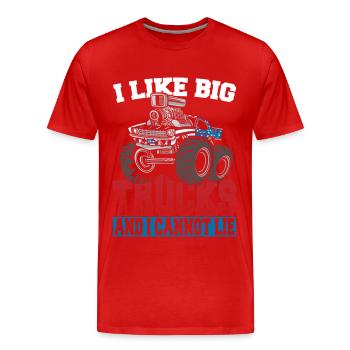 J’aime les gros camions et je ne peux pas mentir Monstertruck - T-shirt bio Premium Homme - rouge - Devant - Damien (186cm)