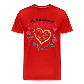 Mein Valentin ist Pizza - Männer Premium Bio T-Shirt - Rot - Vorne - Damien (186cm)
