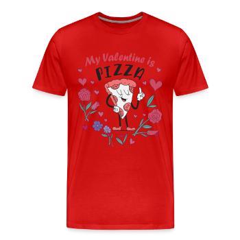 Mein Valentin ist Pizza - Männer Premium Bio T-Shirt - Rot - Vorne - Damien (186cm)