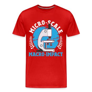 Micro-Scale, Macro-Impact Microbiology - Men's Premium Organic T-Shirt - red - Front - Damien (186cm)