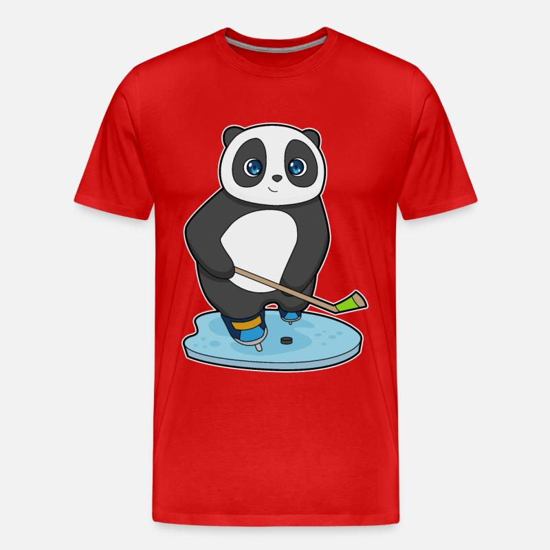 Panda Eishockey Eishockeyschläger - Männer Premium Bio T-Shirt - Rot