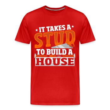 Il faut un poteau pour construire un charpentier de maison - T-shirt bio Premium Homme - rouge - Devant - Damien (186cm)
