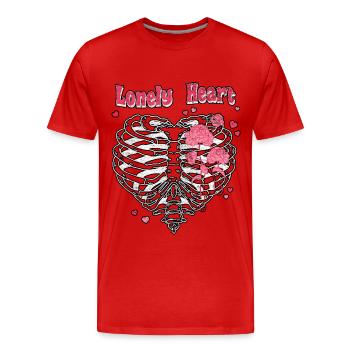 Lonely Heart Skeleton Saint-Valentin - T-shirt bio Premium Homme - rouge - Devant - Damien (186cm)