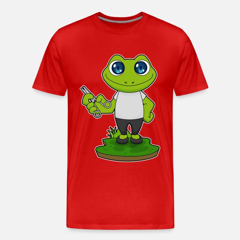 Frosch Barbier Schere - Männer Premium Bio T-Shirt - Rot