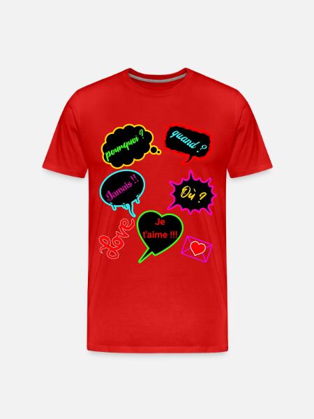 pourquoi quand ou - T-shirt bio Premium Homme - rouge