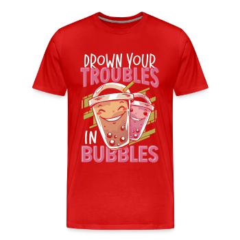 Noie vos problèmes dans les bulles Boba Tea Bubble Tea - T-shirt bio Premium Homme - rouge - Devant - Damien (186cm)