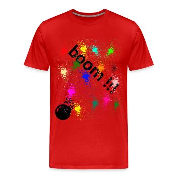 boom - Men's Premium Organic T-Shirt - red - Front - Damien (186cm)