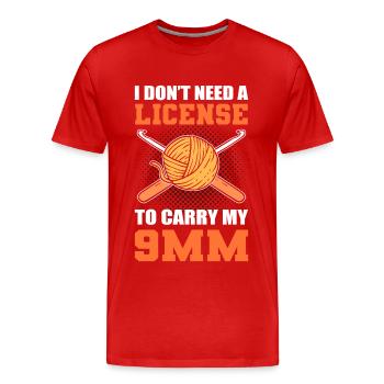 Je n’ai pas besoin d’un permis pour transporter mon 9MM - T-shirt bio Premium Homme - rouge - Devant - Damien (186cm)