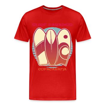 Rio Copacabana Surf Paradise Holiday Sea Beach Sun - Men's Premium Organic T-Shirt - red - Front - Damien (186cm)
