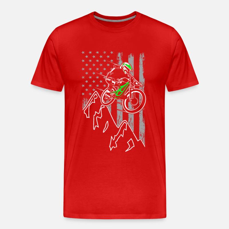 Downhill Mountainbiker - MTB Radfahrer - Männer Premium Bio T-Shirt - Rot