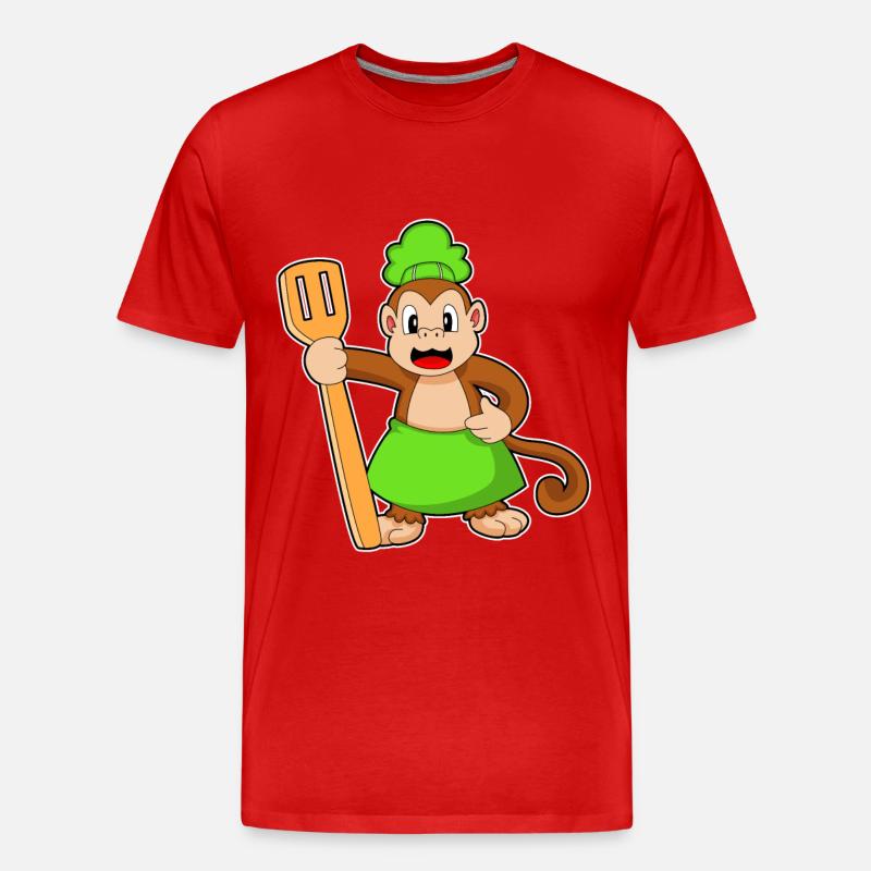Spatule de cuisson Monkey - T-shirt bio Premium Homme - rouge