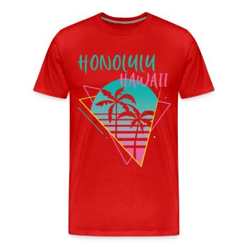 Honolulu Hawaii Palms Retro Ocean Surfing - T-shirt bio Premium Homme - rouge - Devant - Damien (186cm)