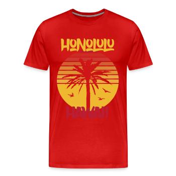 Hawaii Honolulu Palm Ocean Surfing - T-shirt bio Premium Homme - rouge - Devant - Damien (186cm)