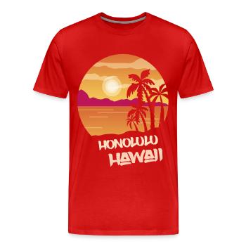 Hawaii Honolulu Holiday Palm Ocean Surfing - T-shirt bio Premium Homme - rouge - Devant - Damien (186cm)