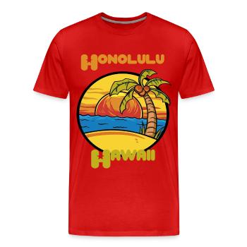 Honolulu Sunset Holiday Hawaii Palms Ozea - T-shirt bio Premium Homme - rouge - Devant - Damien (186cm)