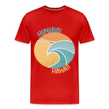 Honolulu Surfing Palms Hawaii Holiday Ocean - T-shirt bio Premium Homme - rouge - Devant - Damien (186cm)