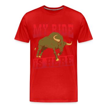 Mon tour est ici Rodéo Bullriding - T-shirt bio Premium Homme - rouge - Devant - Damien (186cm)
