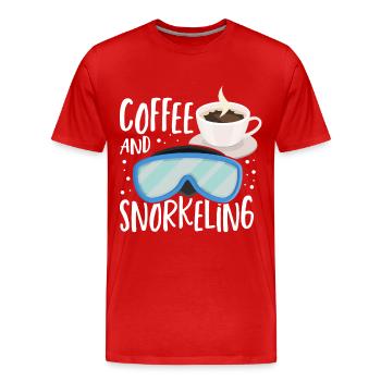 Café et plongée en apnée Snorkel Dive Plongée sous-marine - T-shirt bio Premium Homme - rouge - Devant - Damien (186cm)