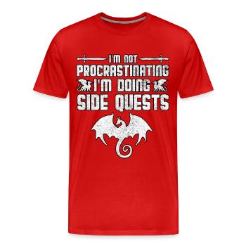 Je ne procastine pas je fais du side rpg gamer - T-shirt bio Premium Homme - rouge - Devant - Damien (186cm)