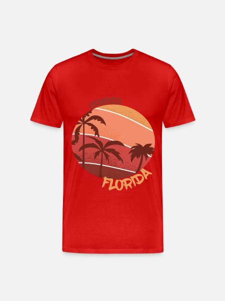 Florida Retro Palm Orlando Holiday Ocean Surfing - Men's Premium Organic T-Shirt - red