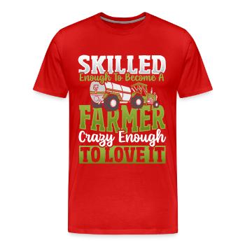 Landwirt Bauer Kuh Vieh Stier Hochlandrind Rinder - Männer Premium Bio T-Shirt - Rot - Vorne - Damien (186cm)