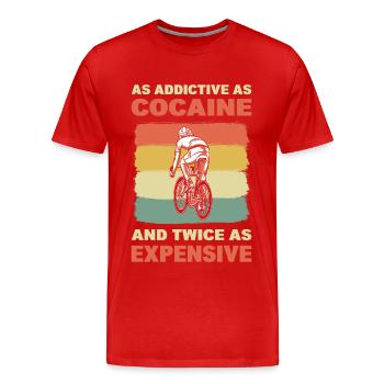 As Addictive As Cocaine MTB Mountain Biking - Men's Premium Organic T-Shirt - red - Front - Damien (186cm)