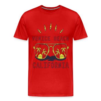 Sonnenbrille California Venice Beach Palmen Strand - Männer Premium Bio T-Shirt - Rot - Vorne - Damien (186cm)