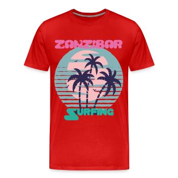 Palm Surfing Zansibar Beach Holiday Island Sun - Men's Premium Organic T-Shirt - red - Front - Damien (186cm)