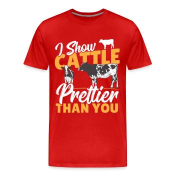 Exposition de bétail Exposition de bétail Agriculteur Cowboy - T-shirt bio Premium Homme - rouge - Devant - Damien (186cm)