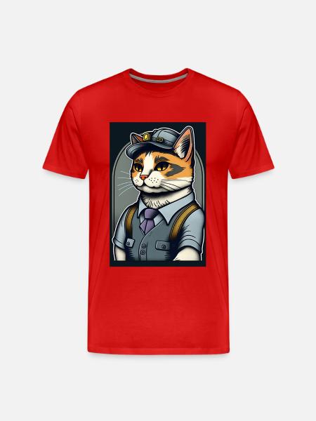 Cat Clerk - Men's Premium Organic T-Shirt - red