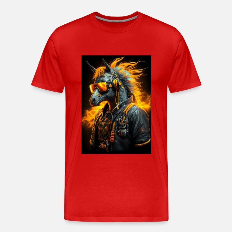 Cooles Biker-Pferd - Männer Premium Bio T-Shirt - Rot