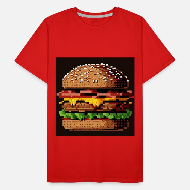 Burger 8 bits, Pixel Art T-shirt bio Premium Homme
