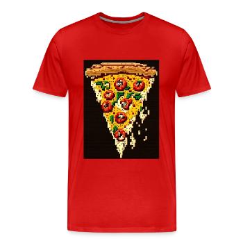 8-Bit-Pizza, Pixel-Art - Männer Premium Bio T-Shirt - Rot - Vorne - Damien (186cm)