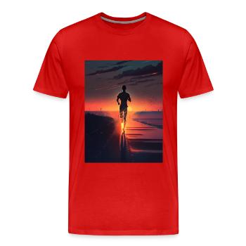 Coureur au coucher du soleil - T-shirt bio Premium Homme - rouge - Devant - Damien (186cm)